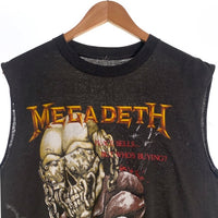 80's MEGADETH メガデス TOUR 87-88 プリント ノースリーブトップ ブラック 袖カットオフ Size M 相当 福生店