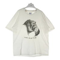 Human-i-Tees ヒューマンアイティーズ USA製 シングルステッチ ゴリラ to be or not to be シェイクスピア アートTシャツ ホワイト sizeXL 瑞穂店