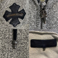 Chrome Hearts クロムハーツ ジップアップスウェットパーカー ダガー CHクロスレザーパッチ ボロチップ グレー 並行品 Size M 福生店