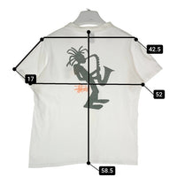 STUSSY ステューシー 紺タグ USA製 シャドーマン ジャズマン 前後プリント シングルステッチ Tシャツ ホワイト sizeM★汗ジミあり 瑞穂店