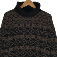 DIESEL ディーゼル K-WEET SWEATER 幾何学模様 ウール ナイロン タートルネックニットセーター ブラック Size L 福生店