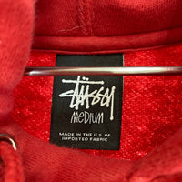 STUSSY ステューシー USA製 黒タグ 胸ワンポイント プルオーバーパーカー レッド sizeM 瑞穂店