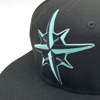 New Era ニューエラ 59FIFTY MLB シアトル・マリナーズ ベースボールキャップ ブラック ティファニーブルー Size 7 5/8 (60.6cm) 福生店