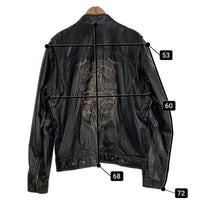 HARLEY-DAVIDSON ハーレーダビッドソン RIDING GEAR レザー シングルライダースジャケット ブラック 刺繡 02/2015 Size L 福生店