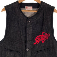 One Piece Of Rock ワンピースオブロック ブラックデニム ベスト 月桂樹ボタン サンタクルーズ刺繡 激レア Size XL 福生店