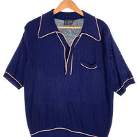 60-70's JCPenny ジェイシーペニー ニット ポロシャツ 半袖 ネイビー Size L 福生店