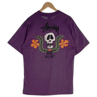 80's STUSSY ステューシー Skull Flouwer スカルフラワー 半袖 Tシャツ USA製 パープル Size L 福生店