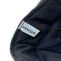 80's~ STUSSY ステューシー ストックロゴ刺繡 レザー チノツイル切替 キャップ 帽子 ブラック オールド 福生店