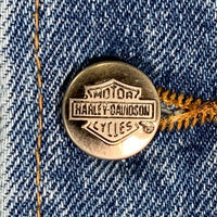 HARLEY DAVIDSON ハーレーダビッドソン BAR & SHIELD LOGO DENIM VEST デニムベスト ワッペン 刺繡 ライトブルー Size XL 福生店