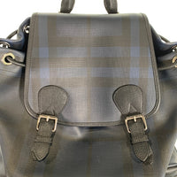 BURBERRY バーバリー PVC レザー バックパック リュック ブラックネイビーバーバリーチェック 福生店