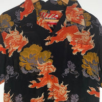 HOUSTON ヒューストン 唐獅子 旭日旗タグ 半袖 アロハシャツ ブラック Size L 福生店