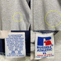 90's RUSSELL ATHLETIC ラッセルアスレチック 2トーン プルオーバースウェットパーカー グレー ネイビー USA製 Size XL 福生店
