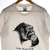 90`s Human-i-Tees アメリカ製 ゴリラ 企業 哲学 半袖 Tシャツ ホワイト Size L 福生店