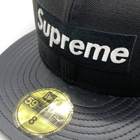 SUPREME シュプリーム 12AW Leather Visor Box Logo New Era レザーバイザー ボックスロゴニューエラ ベースボールキャップ ブラック Size 8 (63.5cm) 福生店