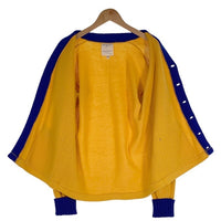 70's Champion チャンピオン アクリルニット レタードカーディガン 袖ライン イエロー ブルー USA製 Size 40 福生店