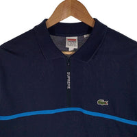 SUPREME シュプリーム 19AW LACOSTE ラコステ Pique Zip L/S Polo ピケ ハーフジップポロシャツ ロングスリーブ ネイビー Size M 福生店