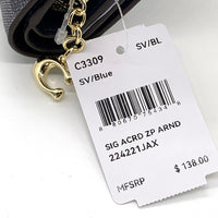 COACH コーチ C3309 スナップ ウォレット シグネチャー キャンバス 二つ折り財布 ネイビー 福生店