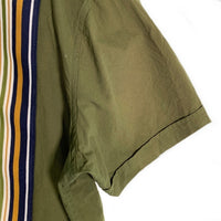 STUSSY ステューシー STRIPED KNIT PANEL SHIRT ストライプ ニットパネル シャツ 半袖 シャツ カーキ Size M 福生店