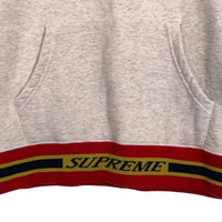 SUPREME シュプリーム 18AW Striped Rib Hooded Sweatshirt ストライプリブ プルオーバースウェットパーカー グレー Size M 福生店