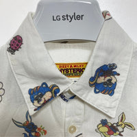 HYSTERIC GLAMOUR ヒステリックグラマー FANCY EMBLEM 総柄プリントシャツ ホワイト 01223AH04 Size S 瑞穂店