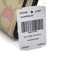 COACH コーチ CQ146 シグネチャー 二つ折り財布 ハートプリント ベージュ ホワイト ピンク 福生店