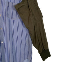 COMME des GARCONS SHIRT コムデギャルソンシャツ 20SS Bomber Sleeve Shirt ボンバースリーブシャツ ストライプ ブルー オリーブ S28050 Size S 福生店