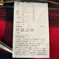 COMME des GARCONS HOMME コムデギャルソンオム HN-C014 AD2014 ショールカラー 袖レザー バッファローチェック ロング スタジャン ブラック レッド sizeXS 瑞穂店