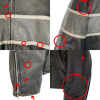 HOT LEATHERS ホットレザー スタンドカラー レザーシングルライダースジャケット ブラック グレー ライナー無 Size 44 福生店