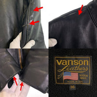 VANSON バンソン B レザー シングルライダースジャケット ブラック ライナー付 TALON Size 36 福生店