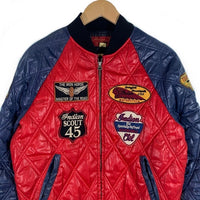 Indian Motorcycle インディアンモーターサイクル キルティング レーシングジャケット ワッペン レッド ネイビー 東洋 IM11470 Size 40 福生店
