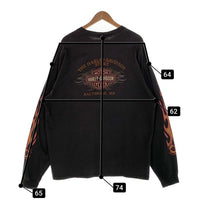 00's HARLEY DAVIDSON ハーレーダビッドソン バー&シールド フレイム プリント ポケット ロングスリーブTシャツ ブラック 2007コピーライト Size 2XL 相当 福生店