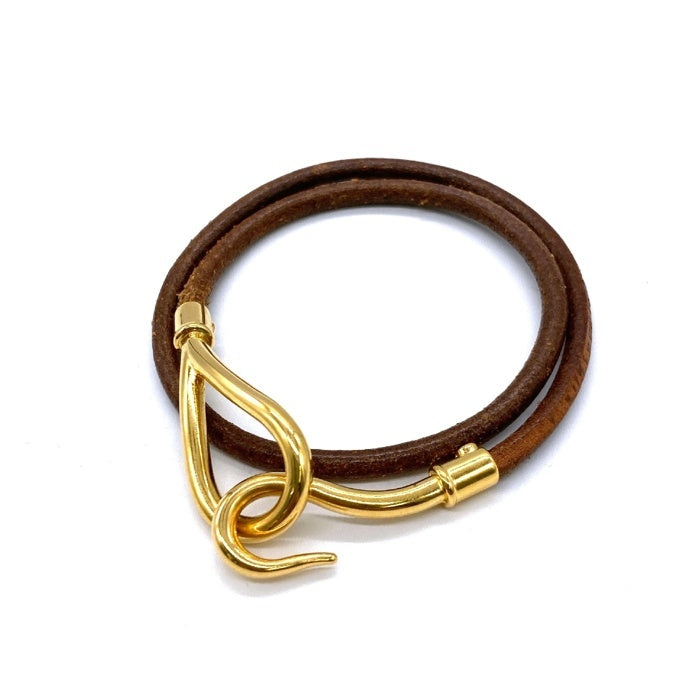 HERMES エルメス　ジャンボチョーカー　ブレスレット　ゴールド　ブラウン HERMES エルメス ジャンボチョーカー ゴールド金具 2連