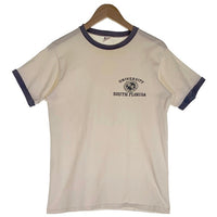 50's 60's Champion チャンピオン UNIVER SITY SOUTH FLORIDA サウス・フロリダ大学 カレッジ プリント 半袖 リンガー Tシャツ ランタグ後期 ホワイト USA製 Size L 福生店