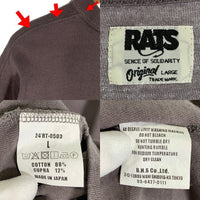 RATS ラッツ 鼠TEE プリント 刺繡 Tシャツ アッシュグレー 24RT-0503 Size L 福生店