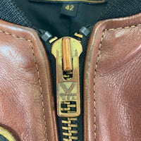 VANSON バンソン TJV USA製 レザー チームジャケット ブラウンxブラック size42 瑞穂店