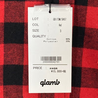 glamb グラム バッファローチェック フランネルシャツ レッド ブラック GB17SM/SH07 Size 3 瑞穂店