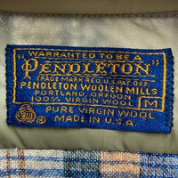 PENDLETON ペンドルトン 70's USA製 ウールシャツ 片ポケット ベージュxブルー sizeM 瑞穂店