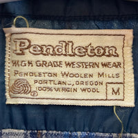 PENDLETON ペンドルトン 80's 白タグ ウール チェック ウエスタンシャツ ブルーxブラウン sizeM 瑞穂店