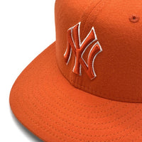 90's New Era ニューエラ MLB ニューヨーク・ヤンキース 59FIFTY ベースボールキャップ オレンジ ウール USA製 Size 7 1/8 (56.8cm) 福生店