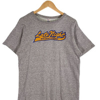 80's Champion チャンピオン Late Night ラバープリント Tシャツ グレー 霜降り USA製 トリコプリント Size L 福生店