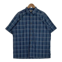 L.L.Bean エルエルビーン シアサッカーチェックシャツ 半袖 ポリエステル フィッシング ネイビー Size L 福生店