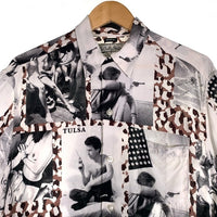 WACKO MARIA ワコマリア LARRY CLARK TULSA ラリー・クラーク タルサ 総柄プリント レーヨンオープンカラーシャツ 半袖 ホワイト Size M 福生店