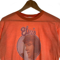70-80's Elvis エルヴィス・プレスリー プリント リンガーTシャツ オレンジ Size M-L 相当 福生店