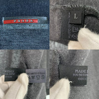 PRADA SPORT プラダスポーツ ラバーパッチ 鹿の子 ボタンシャツ 長袖 チャコールグレー Size L 福生店