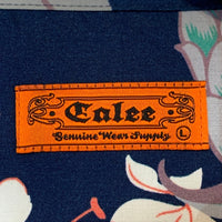CALEE キャリー オープンカラーレーヨンシャツ アロハ ネイビー ハイビスカス Size L 福生店