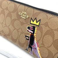 COACH コーチ C5615 シグネチャー PVCレザー ラウンドファスナーウォレット 長財布 バスキア カーキ 福生店
