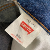 90's LEVI'S リーバイス 502-XX 復刻 ジッパーフライ テーパードデニムパンツ インディゴ 日本製 99年 Size 34×36 福生店