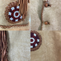 MEALEY'S PITIC LEATHER ミレイズピティックレザー ビーズ刺繍 フリンジ ベージュ size42 瑞穂店
