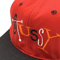 90's STUSSY ステューシー CAPZ 音符 ロゴ刺繡 6パネルキャップ レッド ブラック オールド 白タグ USA製 福生店