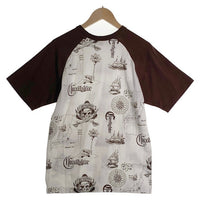 CORE FIGHTER コアファイター ラグランスリーブ マルチプリント Tシャツ ホワイト ブラウン 3 Size M 福生店